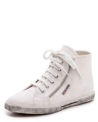 Женские белые высокие кеды от Superga