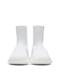 Женские белые высокие кеды от Prada