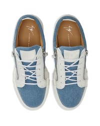 Мужские белые джинсовые низкие кеды от Giuseppe Zanotti