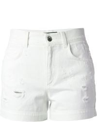 Женские белые джинсовые рваные шорты от Dolce & Gabbana