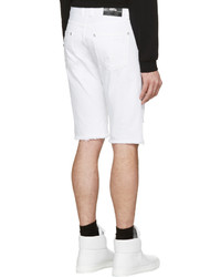 Мужские белые джинсовые рваные шорты от Versus