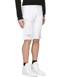 Мужские белые джинсовые рваные шорты от Versus