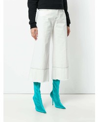 Белые джинсовые широкие брюки от MSGM