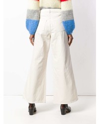 Белые джинсовые широкие брюки от Ganni