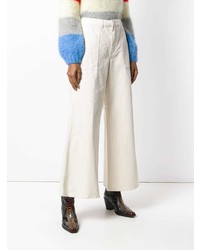 Белые джинсовые широкие брюки от Ganni