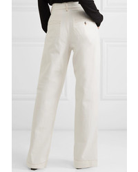 Белые джинсовые широкие брюки от Goldsign
