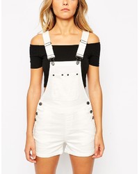 Белые джинсовые шорты-комбинезон от Noisy May