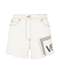 Женские белые джинсовые шорты с принтом от Versace