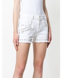 Женские белые джинсовые шорты с шипами от Versace Jeans