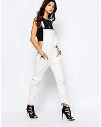 Белые джинсовые штаны-комбинезон от G Star