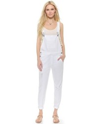 Белые джинсовые штаны-комбинезон