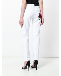 Белые джинсы-бойфренды с вышивкой от Philipp Plein