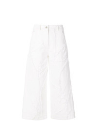 Белые джинсы в стиле пэчворк