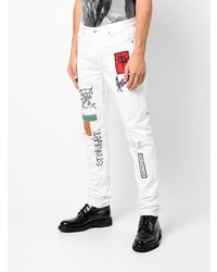 Мужские белые джинсы в стиле пэчворк от Ksubi
