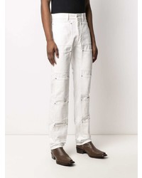 Мужские белые джинсы в стиле пэчворк от Lourdes