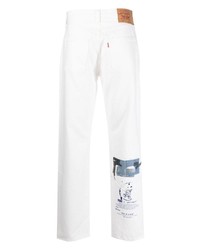 Мужские белые джинсы в стиле пэчворк от Levi's