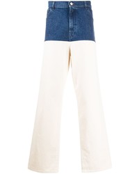 Мужские белые джинсы в стиле пэчворк от Raf Simons