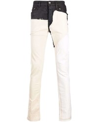 Мужские белые джинсы в стиле пэчворк от Rick Owens