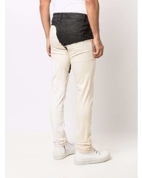 Мужские белые джинсы в стиле пэчворк от Rick Owens