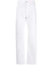 Мужские белые джинсы с вышивкой от Alexander McQueen