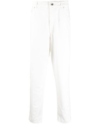 Мужские белые джинсы с вышивкой от Brunello Cucinelli