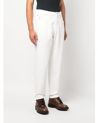 Мужские белые джинсы с вышивкой от Brunello Cucinelli