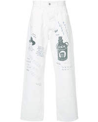 Белые джинсы с принтом