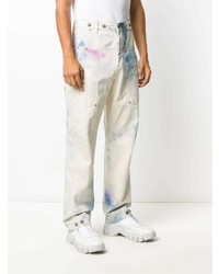 Мужские белые джинсы с принтом тай-дай от Palm Angels