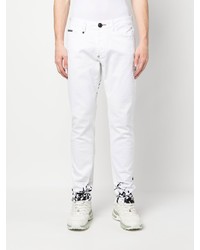 Мужские белые джинсы с принтом от Philipp Plein
