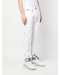 Мужские белые джинсы с принтом от Philipp Plein