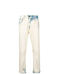 Мужские белые джинсы с принтом от Gucci
