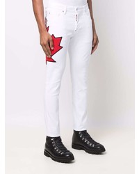 Мужские белые джинсы с принтом от DSQUARED2