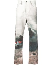 Мужские белые джинсы с принтом от Lost Daze