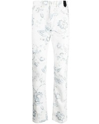 Мужские белые джинсы с цветочным принтом от Erdem