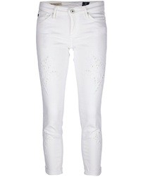 Белые джинсы скинни с вышивкой от Adriano Goldschmied