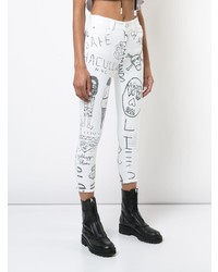 Белые джинсы скинни с принтом от Haculla