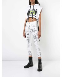 Белые джинсы скинни с принтом от Haculla