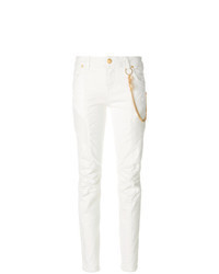 Белые джинсы скинни с украшением