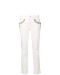 Белые джинсы скинни с украшением от Ermanno Ermanno