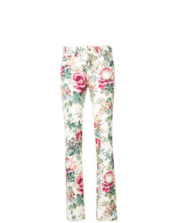 Белые джинсы скинни с цветочным принтом от Junya Watanabe