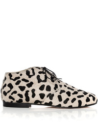 Белые замшевые ботинки дезерты с леопардовым принтом