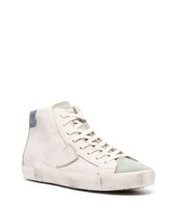 Мужские белые замшевые высокие кеды от Philippe Model Paris