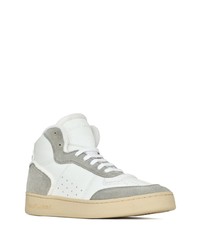 Мужские белые замшевые высокие кеды от Saint Laurent