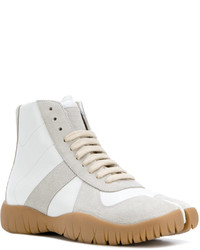 Женские белые замшевые высокие кеды от Maison Margiela