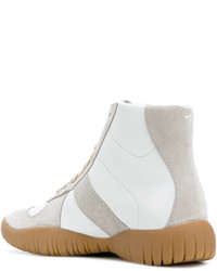 Женские белые замшевые высокие кеды от Maison Margiela