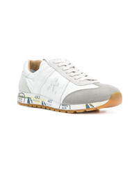 Мужские белые замшевые низкие кеды с принтом от Premiata