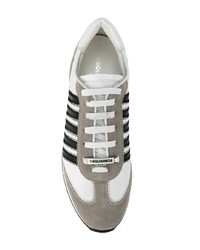 Мужские белые замшевые низкие кеды с шипами от DSQUARED2