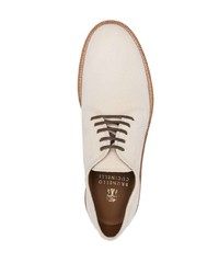 Белые замшевые туфли дерби от Brunello Cucinelli