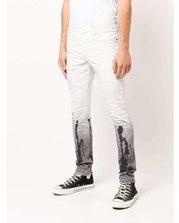 Мужские белые зауженные джинсы с принтом от purple brand