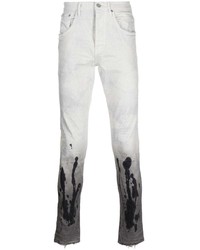 Мужские белые зауженные джинсы с принтом от purple brand